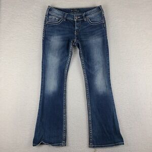Silver Jeans Womens 29x30 Blue Suki Boot Cut Dark Wash Denim *